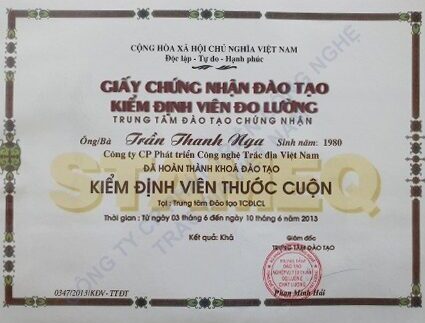 Chứng nhận kiểm định viên thước cuộn