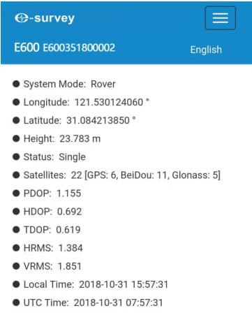 Thông tin vị trí máy E-Survey E600