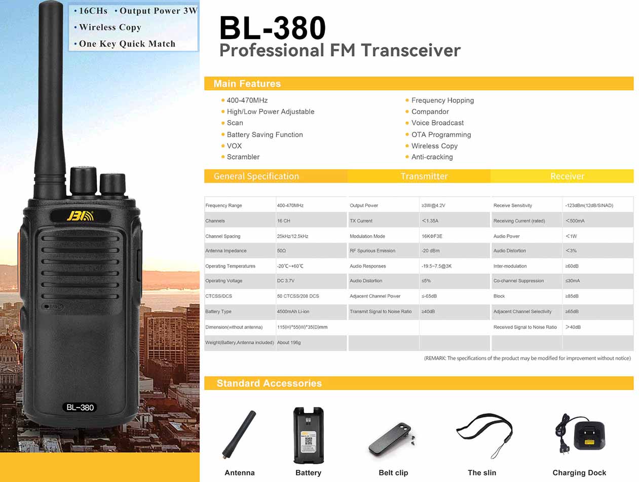 máy bộ đàm cầm tay JBL BL-380
