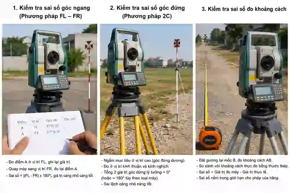Cách kiểm tra sai số máy toàn đạc điện tử đơn giản dễ làm